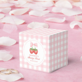 Strawberry Pink Bow Girl 1e verjaardag Bedankdoosjes