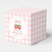 Strawberry Pink Bow Girl 1e verjaardag Bedankdoosjes (Voorkant Zijde)