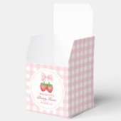 Strawberry Pink Bow Girl 1e verjaardag Bedankdoosjes (Geopend)