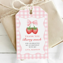 Strawberry Pink Bow Girl 1e verjaardag