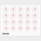 Strawberry Pink Bow Girl 1e verjaardag Ronde Sticker (Vel)