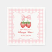 Strawberry Pink Bow Girl 1e verjaardag Servet (Voorkant)