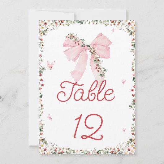 Strawberry Pink Bow Table Number (Voorkant)