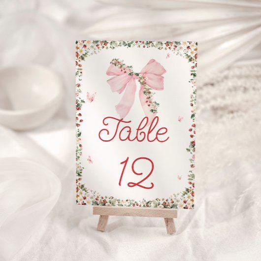 Strawberry Pink Bow Table Number