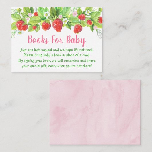 Strawberry Pink Floral Baby shower Boek Verzoek Informatiekaartje (Voorkant / Achterkant)