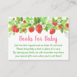 Strawberry Pink Floral Baby shower Boek Verzoek Informatiekaartje
