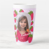 Strawberry Pink foto verjaardag Latte Mok (Voorkant)