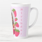 Strawberry Pink foto verjaardag Latte Mok (Rechts)