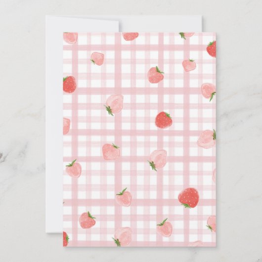 Strawberry Pink Gingham 1e verjaardag Bedankkaart (Achterkant)