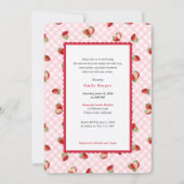 Strawberry Pink Gingham Baby Girl Shower Kaart (Voorkant)
