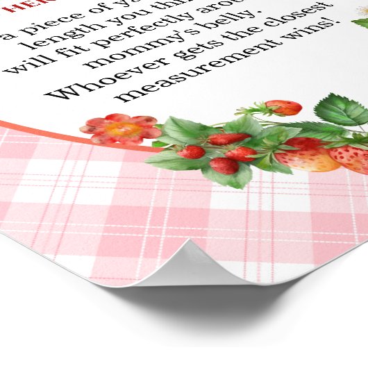 Strawberry Pink Gingham Belly Size Douche Spel Poster (Hoek)