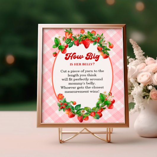 Strawberry Pink Gingham Belly Size Douche Spel Poster