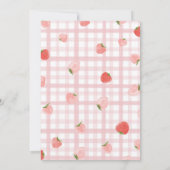 Strawberry Pink Gingham Girl Baby shower Kaart (Achterkant)
