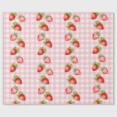 Strawberry Pink Gingham inpakpapier (Vlak)