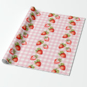 Strawberry Pink Gingham inpakpapier (Uitgerold)