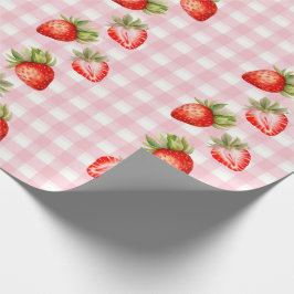 Strawberry Pink Gingham inpakpapier