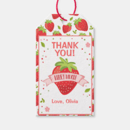 Strawberry Pink Girl Birthday Hartelijk dank Cadeaulabel