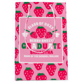 Strawberry Pink Graduation Party Medium Cadeauzakje (Voorkant)