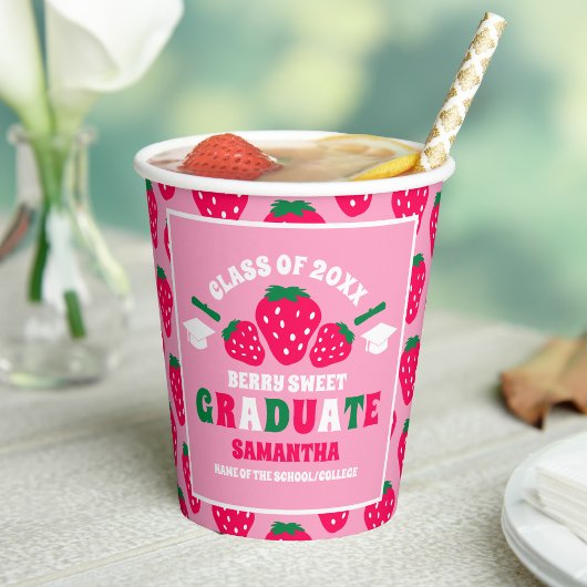 Strawberry Pink Graduation Party Papieren Bekers