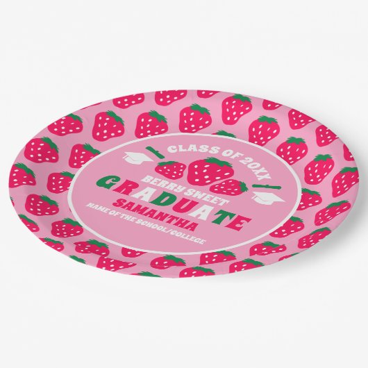 Strawberry Pink Graduation Party Papieren Bordje (Gekanteld)