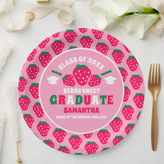 Strawberry Pink Graduation Party Papieren Bordje