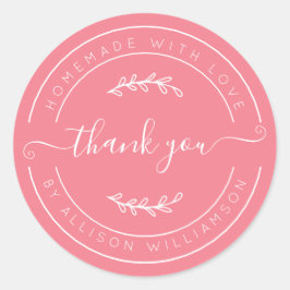 Strawberry Pink Homemade Thank You Label
