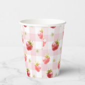 Strawberry Pink Plaid Gingham Papieren Bekers (Rechts)