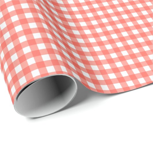 Strawberry Pink Simple Plaid Cadeaupapier (Rol Hoek)