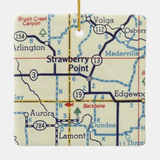 Strawberry Point Iowa Map Keramisch Ornament (Achterkant)