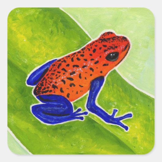 Strawberry Poison Dart Frog Vierkante Sticker (Voorkant)
