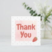 Strawberry polka dot Dank u Bedankkaart (Staand voorkant)