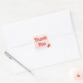 Strawberry polka dot Dank u Vierkante Sticker (Envelop)