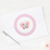 Strawberry Polka Dot Het is een meisje Baby aankon Ronde Sticker (Envelop)