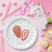 Strawberry polka dots papieren bordje (Feest)