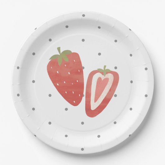 Strawberry polka dots papieren bordje (Voorkant)