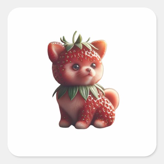 Strawberry Pomeranian Vierkante Sticker (Voorkant)