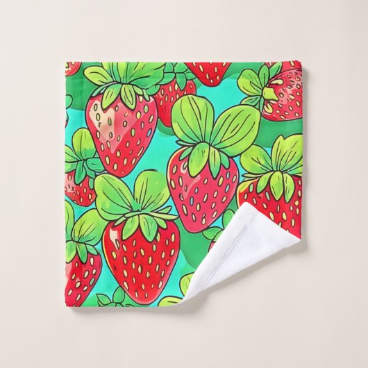 Strawberry Pop Art Pattern Bad Handdoek (Wasdoekje)