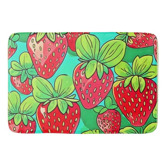 Strawberry Pop Art Pattern Badmat (Voorkant)
