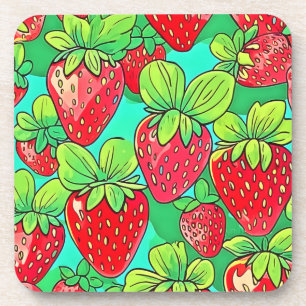 Strawberry Pop Art Pattern Bier Onderzetter