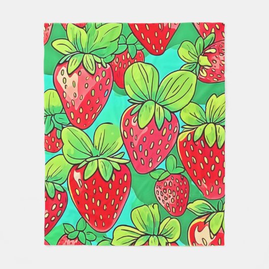 Strawberry Pop Art Pattern Fleece Deken (Voorkant)