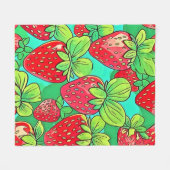 Strawberry Pop Art Pattern Fleece Deken (Voorkant (Horizontaal))