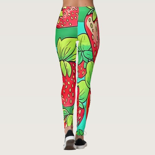 Strawberry Pop Art Pattern Leggings (Achterkant)