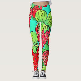 Strawberry Pop Art Pattern Leggings