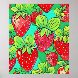 Strawberry Pop Art Pattern Poster
