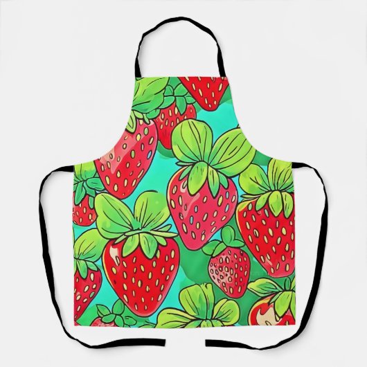 Strawberry Pop Art Pattern Schort (Voorkant)