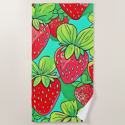 Strawberry Pop Art Pattern Strandlaken (Voorkant)