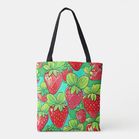 Strawberry Pop Art Pattern Tote Bag (Achterkant)