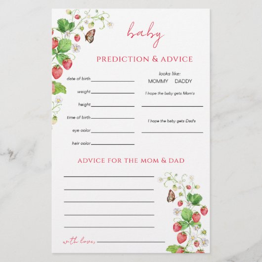 Strawberry Predictions spel Flyer (Voorkant)