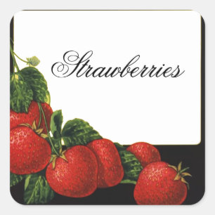 STRAWBERRY Preserve, Jam, Canning Vierkante Sticker