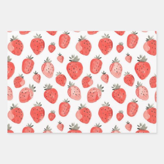 Strawberry Print/Pattern Wrapping Paper Sheets (Voorkant)